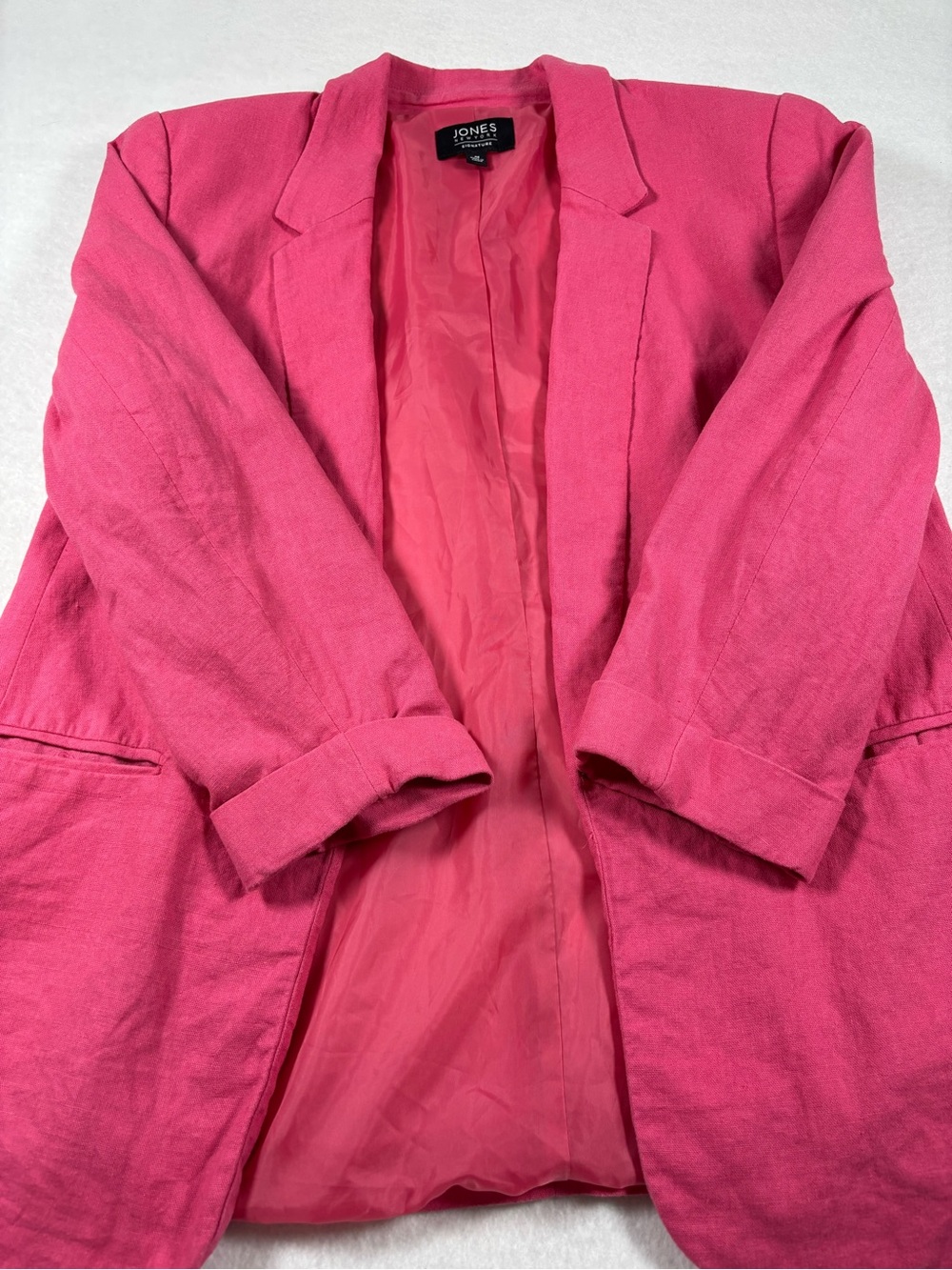 Jones New York Signature Pink Linen Blend Blazer Jacket M 3/4 Sleeve - Picture 9 of 10